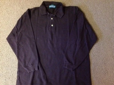 Camisa polo masculina Arcadia tamanho M média manga longa marrom escuro em excelente estado usado - Imagem 1 de 2