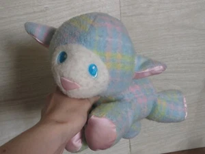 Vintage Playskool Snuzzles kariert blau pastell Lamm Baby Lovey Plüsch Satin 10 Zoll LESEN - Bild 1 von 16