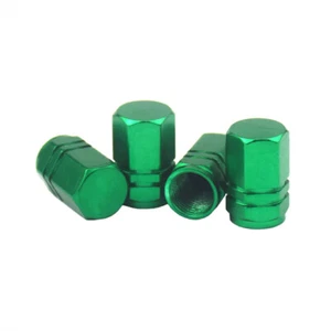 4X Green Tire Wheel Rims Stem Air Valve Caps Tyre Cover Car Truck Bike - Picture 1 of 2