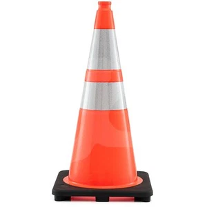 28 Inch Orange Traffic Cones with 6" & 4" Collar, PVC Plastic Safety Cone - Picture 1 of 8