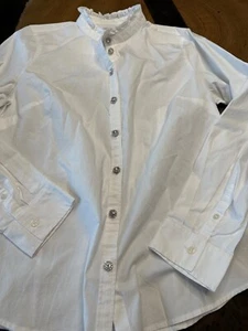 CAMISA MUJER J CREW FACTORY MANDARINA CUELLO CON VOLANTES ESTRÁS ABOTONADA LS TALLA M - Imagen 1 de 6
