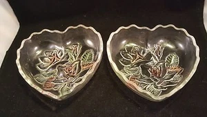 vintage glass heart shaped debossed candy/trinket dish - Bild 1 von 4