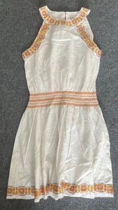 Tory Burch Dress Size Small Petite S/P White Sleeveless Mid Embroided - Picture 1 of 8