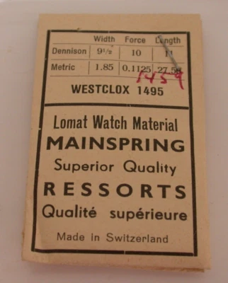 MUELLE PRINCIPAL WESTCLOX CALIBRE 1495 - 2 EN TOTAL - 15MR2 Foto 1 de 3