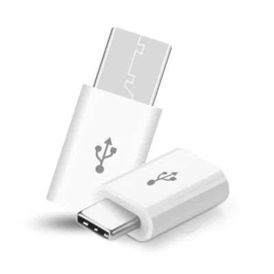 MICRO USB to USB-C TYPE C MALE WHITE ADAPTOR CONVERTER FOR SAMSUNG S20 S21 - Image 1 of 4