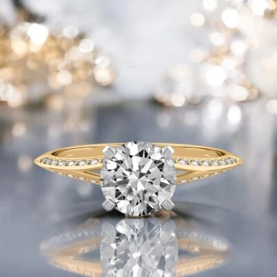 18k Yellow Gold IGI Certified Lab Created 1.30 Ct Round Cut Diamond Wedding Ring - Image 1 of 4