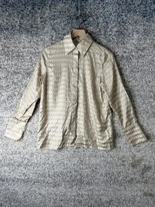 COS Shirt Womens 4 Beige Jacquard Cupro Long Sleeve Concealed Button Blouse - Picture 1 of 8