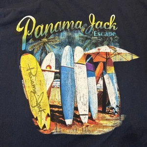 Vintage 90s Panama Jack Surf Beach T-Shirt - Size XXL Dark Blue Single Stitch - Picture 1 of 8