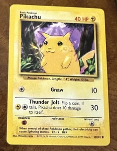 1995 Pikachu Basic Rare # 58/102  Pokémon  Card Game - Picture 1 of 2