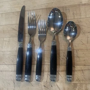 5-teiliges Gedeck Laslo schwarz mit Silber Continental Mikasa Edelstahl Besteck Japan - Bild 1 von 4