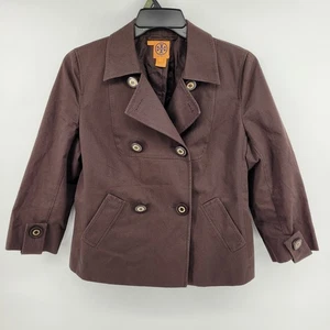 [LEGGI] Tory Burch Giacca Doppiopetto Marrone Donna Taglia 12 Cotone Pea Coat - Foto 1 di 8