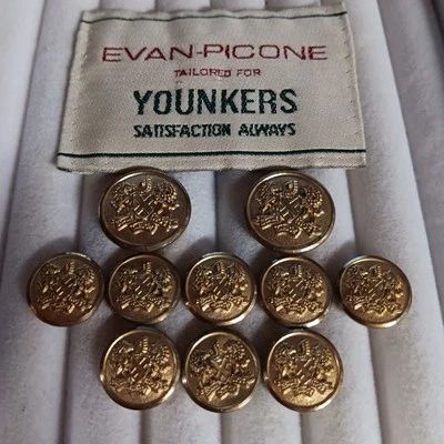 Evan Picone Gold Blazer Buttons 10 2-Large, 8 Smaller Waterbury         - Image 1 of 3