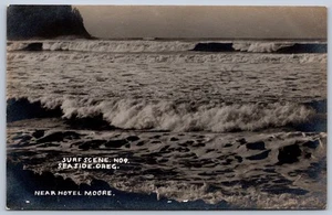 K31/ Seaside Oregon RPPC Postcard c1910 Surf Scene Waves Ocean 261 - Imagen 1 de 4