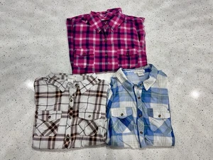 Junior Girls Long Sleeve Flannel Shirts x3 Sizes Small & Large - Picture 1 of 6