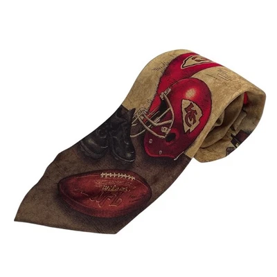 NFL Eagles Wings Football Helmet Kansas City Chiefs Silk Neck Tie Business Work - Image 1 of 4
