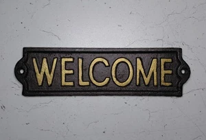 Cast Iron WELCOME sign Garden Decor Gift Fathers Day Dad Bar, Garden Decor - Picture 1 of 2