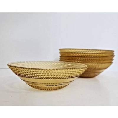 Juego de 6 cuencos de postre de vidrio ámbar con patrón de panal hechos en Turquía Foto 1 de 4