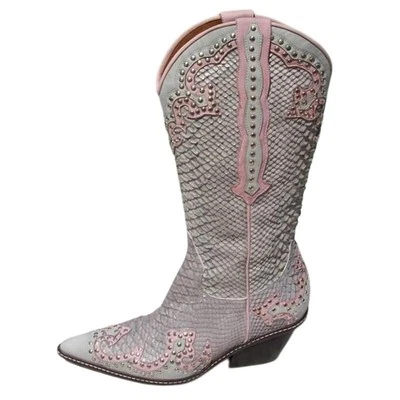 Zapato Bota Donald Pliner Western Couture Nuevos Tachuelas Color Seta y Hielo Nuevo con Etiquetas $950 Foto 1 de 4