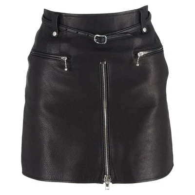 Alexander Wang Zipped Mini Skirt in Black Leather - Image 1 of 3