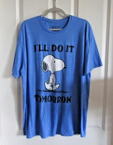 Peanuts Shirt Erwachsene 2022 XXL blau Snoopy Grafik Ill Do It Tomorrow UNISEX - Bild 1 von 6