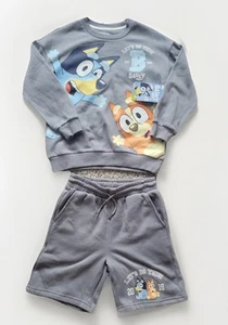 Bluey short set boys size medium 8 gray 2 piece short and sweatshirt - Picture 1 of 3