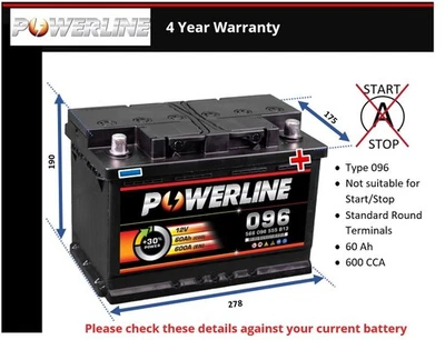 Battery fits VAUXHALL MOKKA ASTRA MERIVA CORSAVAN CORSA CASCADA 096 New - Image 1 of 4