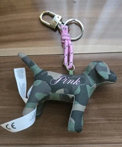 NWT Victorias Secret PINK Micro Mini Green Dog Keychain Bag Clip Army Camo - Picture 1 of 4