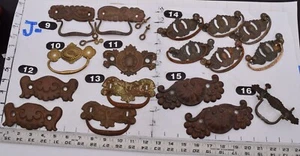 Salvaged Antique Variations - 19th Century Pressed Metal Bail Pull(s) & Hardware - Picture 1 of 45