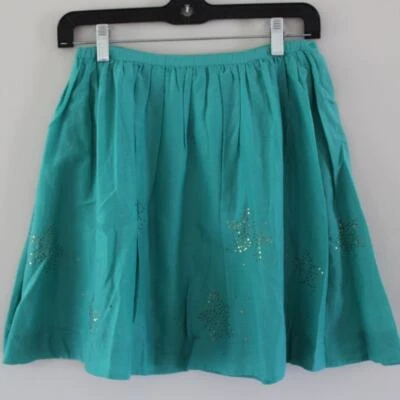 NUEVO CON ETIQUETAS Falda Bonpoint Lilo Seda Algodón Turquesa Línea A Estrella Dorada 12 Foto 1 de 4