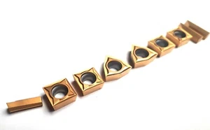 Set of 9pc Inserts for 10mm & 12mm Indexable Carbide Titanium Coated Tools - Picture 1 of 2
