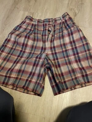 Pantalones Cortos De Colección Talbots A Cuadros Cintura Alta Forrados Puños Pierna Mamá Talla 8 Foto 1 de 4