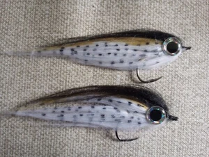 4 1/2" 2 Pack Weedless Big Eye Baitfish Flies Pike Bass Trout Salmon Stripers - Picture 1 of 3