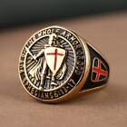 Knights Templar Armor Of God Ephesians 6:13-17 Red Mens Stainless Steel Ring