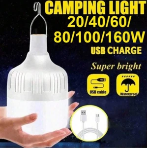 1 PC Rechargeable LED Camping Light - Waterproof, 20W-160W for Outdoor Use - NEW - Picture 1 of 10