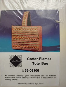Vintage 70s LeeWards Needlepoint Tote Kit Crewel Canvas Cretan Flames Orange Hip - Picture 1 of 9