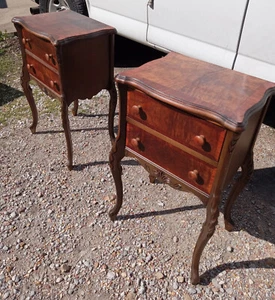 Mid Century Mahogany Book Match Veneer Nightstand (1 Nightstand) (NS150) - Picture 1 of 10