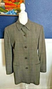 VTG Louis Feraud Contraire Couture Gray Blazer Coat Pinstripes Sz 12 Virgin Wool - Picture 1 of 10