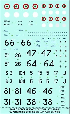TAURO MODEL TM72/584 SPITFIRE Mk.IX ITALIAN VERSION SCALA 1:72 - Immagine 1 di 4