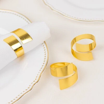 4 Gold Swirl Design Metal NAPKIN RINGS Party Events Reception Home Decorations - Image 1 of 4