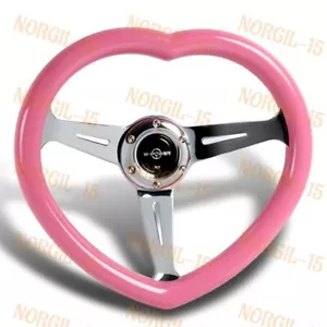 JDM Pink Heart Shaped Racing Steering Wheel Universal Car ABS Steer Wheel New - Picture 1 of 7