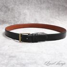 Coach Made In Usa 5800 Black Burnished Cowhide Leather Brass Buckle Belt 36 Nr