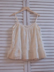 Women Natural Cotton Camisole Cami Spaghetti Strap Tank Top Lace Shirt Chemise - Picture 1 of 15