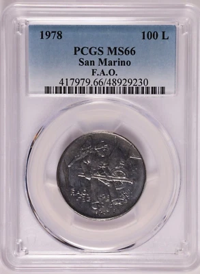1978 San Marino 100 lire F.A.O - PCGS MS 66 - Image 1 of 4