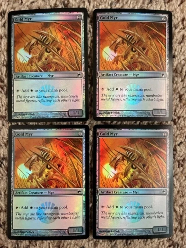 MTG- Gold Myr x4 - Scars of Mirrodin - FOIL - Image 1 of 1