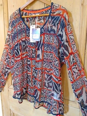 BNWT Joe Browns Size 18 Sheer Black Red Embellished Blouse Top Layering Viscose - Image 1 of 4