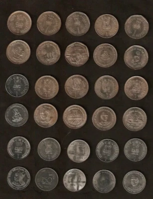 India 1 RUPEE set x 15 All Different 1988-2005 Commemorative COIN UNC COLLECTION - Image 1 of 4