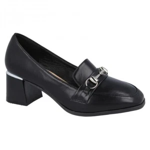 LADIES SPOT ON F9R0154 BLACK HEELED TROUSER SHOES - Picture 1 of 3