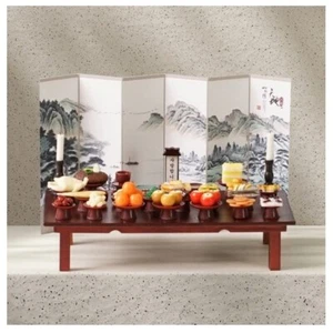 Miniatur High End Ahnenritus Tisch + Klappschirm Set Kolumbarium Deko - Bild 1 von 14