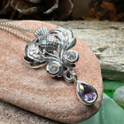 Scottish Thistle Necklace Scotland Flower Peter Stone 925 W/free Chain