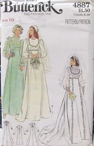 VTG Butterick 4887 Women's 10 Cottage Core Wedding Dress Bridesmaid Gown Pattern - Picture 1 of 2